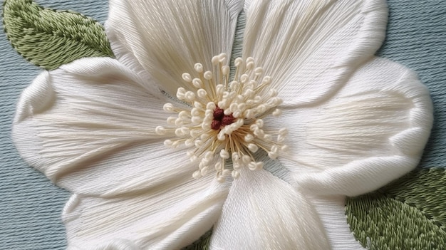 close up of embroidered floral pattern